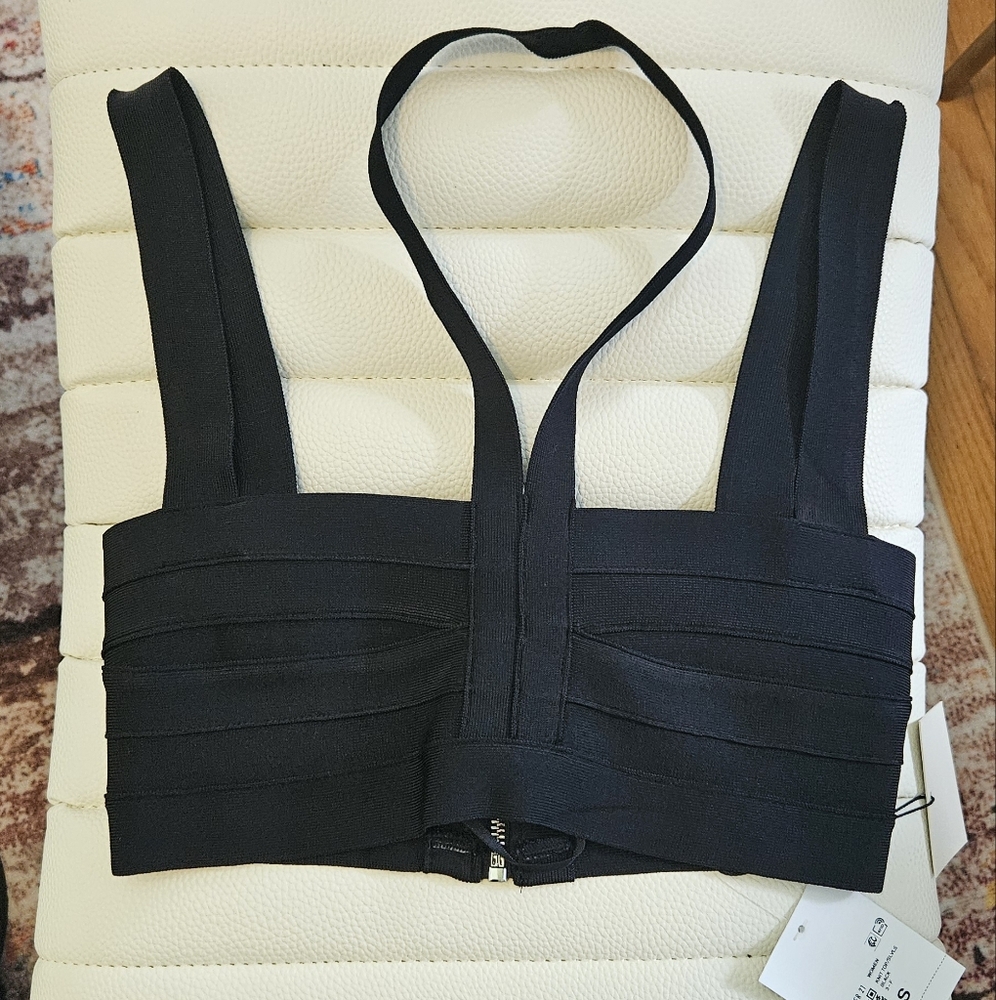 Forever21 X Herve Leger Black Strappy Bandage Crop Top